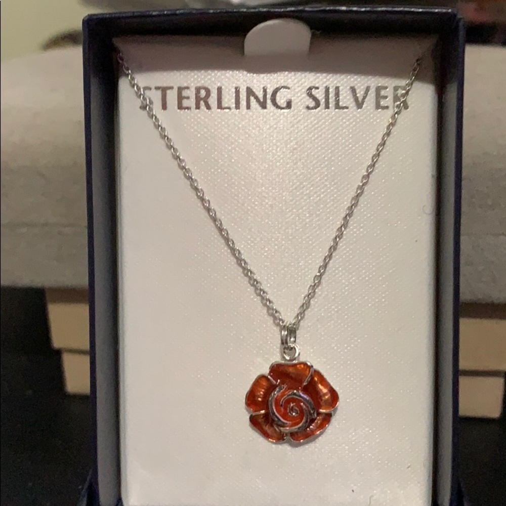 NIB 925 November Rose Pendant Necklace